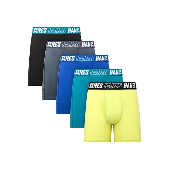 Hanes Moves Boys' Anti-Chafe Boxer Brief Underwear, Assorted, 5-Pack S