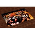 thumbnail image 1 of Ambesonne Jungle Place Mats Set of 4, Hunter Forest King Tiger, Standard Size, Orange White and Black, 1 of 4