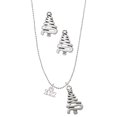 thumbnail image 1 of Delight Jewelry Silvertone Mini Year 2022 Silver tone Zig Zag Christmas Tree Charm Necklace and Stud Earrings, 1 of 4
