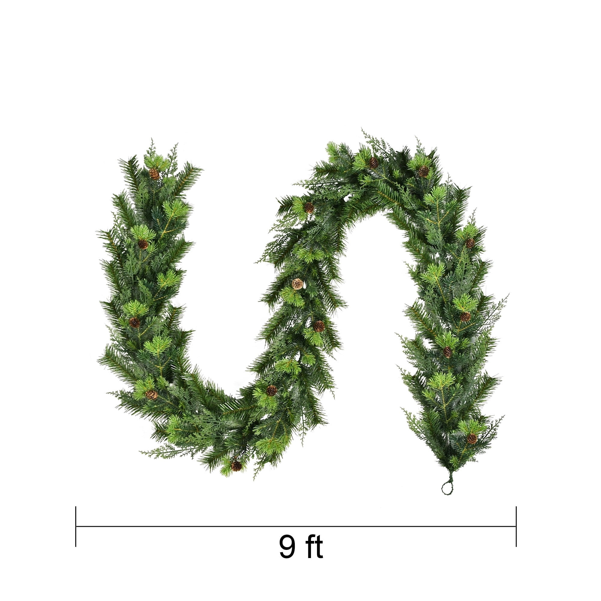 Sonoma Cypress Evergreen Unlit Artificial Christmas Garland, Green, 9', by Holiday Time