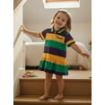 thumbnail image 5 of BemeyourBBs Toddler Baby Girls Mardi Gras Dress Outfits Crocodile Embroidery Short Sleeve Striped Collared Ruffle Dress Summer Clothes, 5 of 9