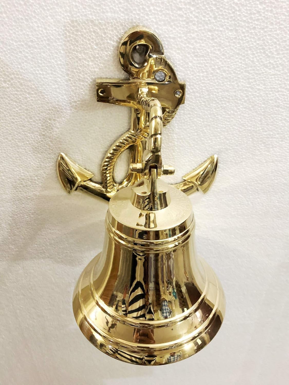 6" Solid Brass Anchor Ship Bell Ring Home Kitchen Outdoor Indoor Door Bell Wall Hanging