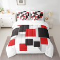 thumbnail image 2 of Erosebridal Red Black Checkered Bedding Queen Size, Modern Abstract Grid Comforter Sets with Sheets Microfiber 7-Piece, 2 of 5
