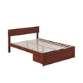 thumbnail image 3 of AFI Boston Modern Solid Wood Full Bed with Foot Drawer in Walnut, 3 of 7