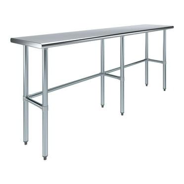 AmGood 18 in. x 84 in. Open Base Stainless Steel Work Table | Residential & Commercial