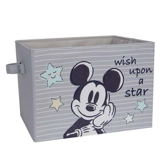 Cesta de almacenamiento Lambs & Ivy Disney Mickey Mouse de lona gris