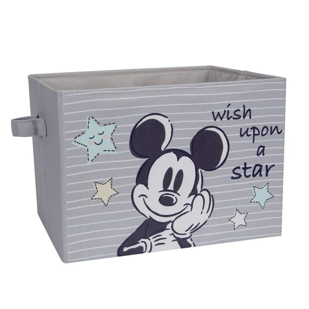 Cesta de almacenamiento Lambs & Ivy Disney Mickey Mouse de lona gris