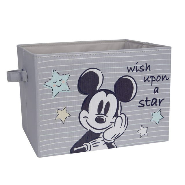 Cesta de almacenamiento Lambs & Ivy Disney Mickey Mouse de lona gris