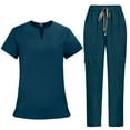 thumbnail image 3 of Fgvctg Womens Scrub Sets Plus Size Scrubs Stretchy V Neck Scrub Pants and Tops Medical Uniforms Nursing Top Med Couture Scrubs Blue L, 3 of 9