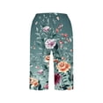 thumbnail image 4 of SOOMLON Bermuda Shorts for Women Plus Size Elastic Waist Long Shorts Button Floral Shorts with Pockets Vacation Bottoms, 4 of 5