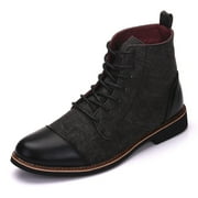 HKEJIAOI Boots for Men Pointed Toe Men's New Casual Lace-up Mid Calf Men's Boots