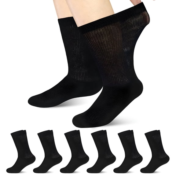 TELOLY Mens Diabetic Socks 6 Pairs Extra Wide Loose Socks for Swollen Feet US 5-11 Diabetic Socks for Men