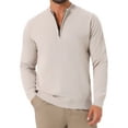 thumbnail image 1 of Suéter de punto de cuello alto para hombre INSPIRE CHIC, color sólido, con media cremallera, suéter tipo polo, tamaño S, color beige, 1 of 6