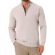 thumbnail image 1 of Suéter de punto de cuello alto para hombre INSPIRE CHIC, color sólido, con media cremallera, suéter tipo polo, tamaño S, color beige, 1 of 6
