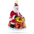 thumbnail image 2 of Santa with Puppy and Christmas Tree Glass Christmas Ornament, 2 of 5