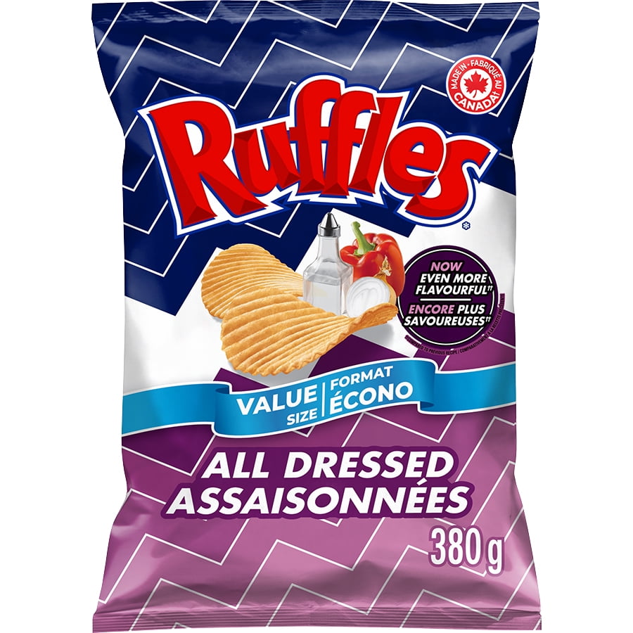 Ruffles All Dressed flavoured Potato Chips Value Size, 380 g.