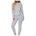thumbnail image 2 of Womens Lounge Set Usmixi Pullover Hoodies 2 Piece Sets for Women Casual Solid Pocket Hooded Sweatshirt and Jogger Pant Sweatsuits Sets Sports Tracksuits Sets, 2 of 5