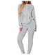 thumbnail image 2 of ICHUANYI Clearance 2PC Fashion Woman Round Neck Solid Long Sleeve Blouse +Loose Pants Sets(Gray, L) ICHUANYI WER2023081117505, 2 of 5
