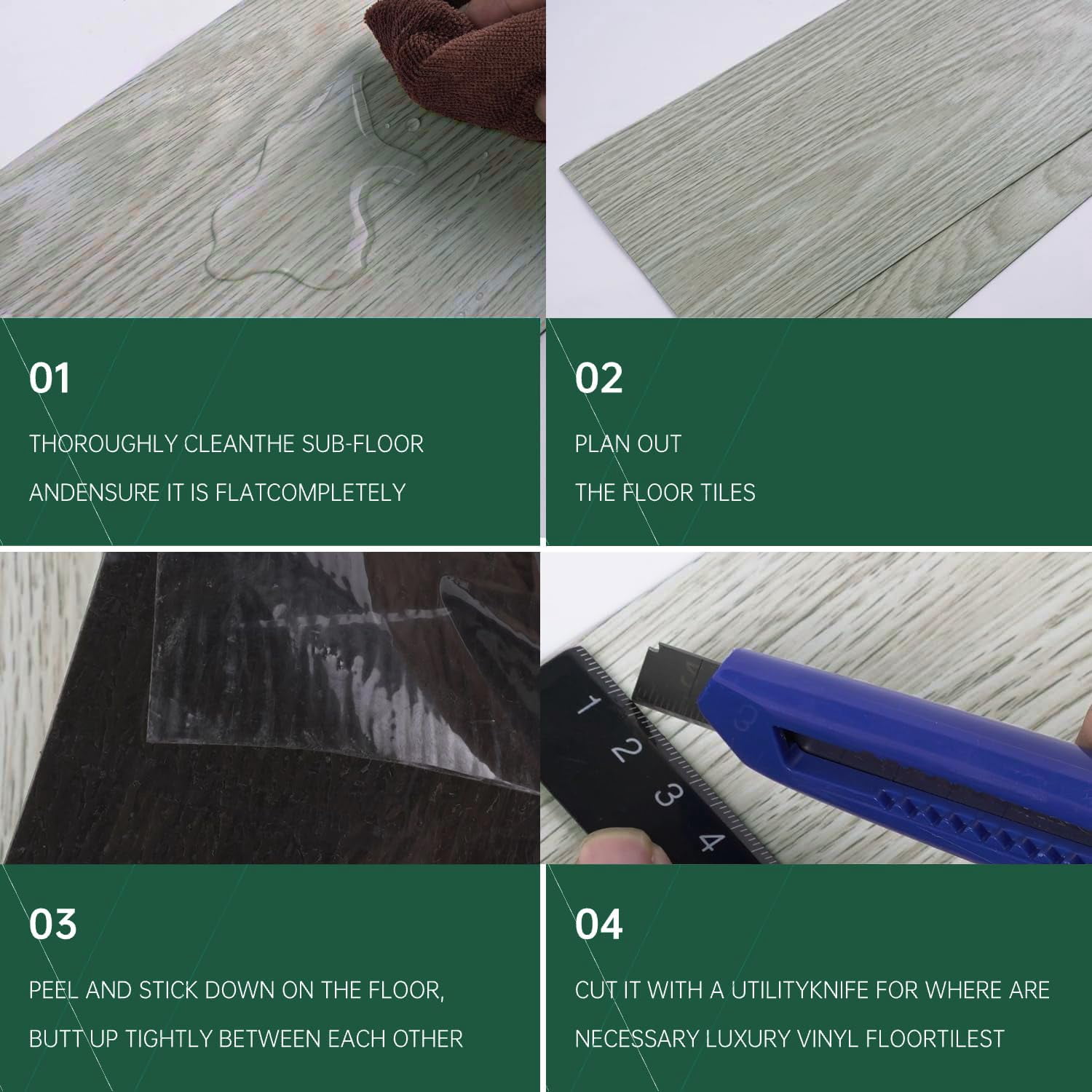 Peel And Stick Vinyl Flooring 36 Pack 54 Sq.ft  Waterproof For Office Living Room Bathroom Kitchen - Design Easy To Install Floor White Washed