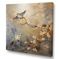 thumbnail image 2 of Designart "Floral Serenity with Gold and Grey Birds I" Animals Wall Art - Modern Gold Bird Bedroom Canvas Wall Art, 2 of 6