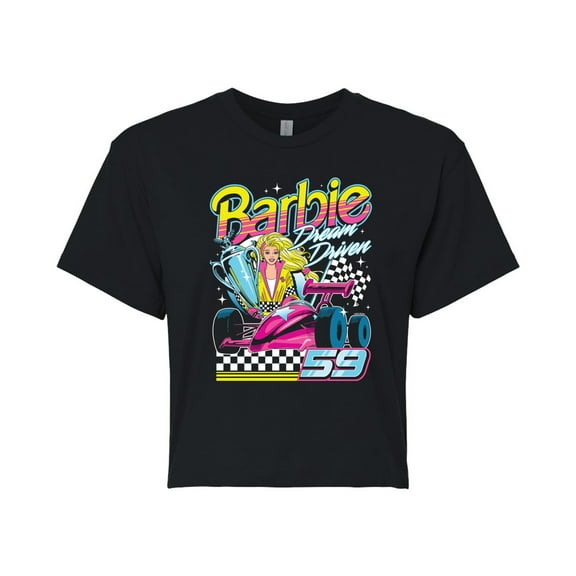 Barbie - Racecar Comic - Juniors Cropped Graphic T-Shirt