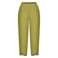 thumbnail image 4 of SELONE Womens Loose Pants Mid Waist Plus Size Lounge Pants Cropped Trouser Pants Casual Beach Pants Pull on Solid Soft Straight Leg Lightweight Comfy Yellow 3XL Breathable Summer Clothes, 4 of 5