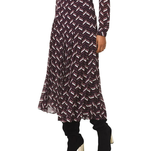 Michael Kors Womens Chevron Pleated Skirt, Purple, 6
