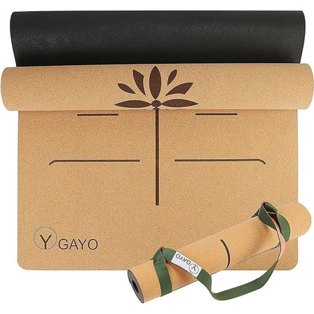 Premium Yoga Cork Mat | 5mm Thick Natural Tree Rubber Base and Bigger Mat for Extra Support, Alignment lines for Guidance | Non-Slip, Natural & Eco-friendly, Your Ultimate Eco-Friendly Yoga Companion