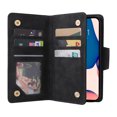 thumbnail image 3 of Nalacover For iPhone 13 Pro 6.1 inch Zipper Wallet Case,360 Protection Stylish PU Leather Shockproof Magnetic Flip Holder 6 Card Slots and 2 Cash Pockets Cover with Detachable Wrist Strap,Black, 3 of 12