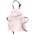 thumbnail image 1 of Almond Blossom Apron, Sketch Style Flowers with Hello Spring Words Oriental Foliage Composition, Unisex Kitchen Bib with Adjustable Neck for Cooking Gardening, Adult Size, Pink White, by Ambesonne, 1 of 4
