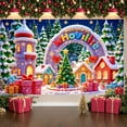 thumbnail image 3 of Colorful Village Welcome Whoville Banner Christmas Tree Holiday Backdrop Gift Boxes Snowy Scene Festive Background for Christmas Party Holiday Decoration Photo Shoot, 3 of 9