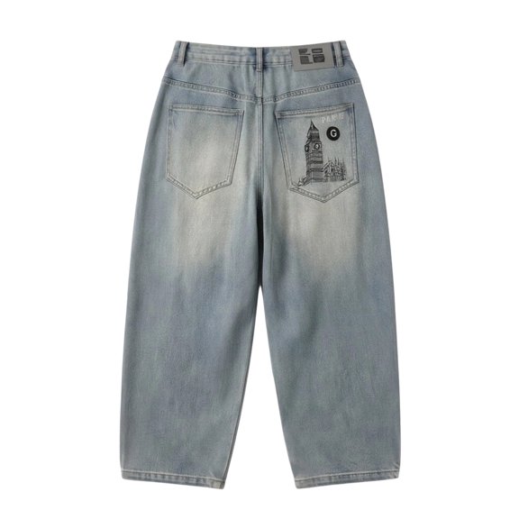 Boys' Pants Solid Print Elastic Wide Leg Denim Jeans Trousers Casual Wear 5-6 Years