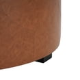 thumbnail image 5 of GDF Studio Modern PU Round Ottoman, Button Tufted Design, Birch Wood Legs, Orange+Dark Brown, 5 of 7