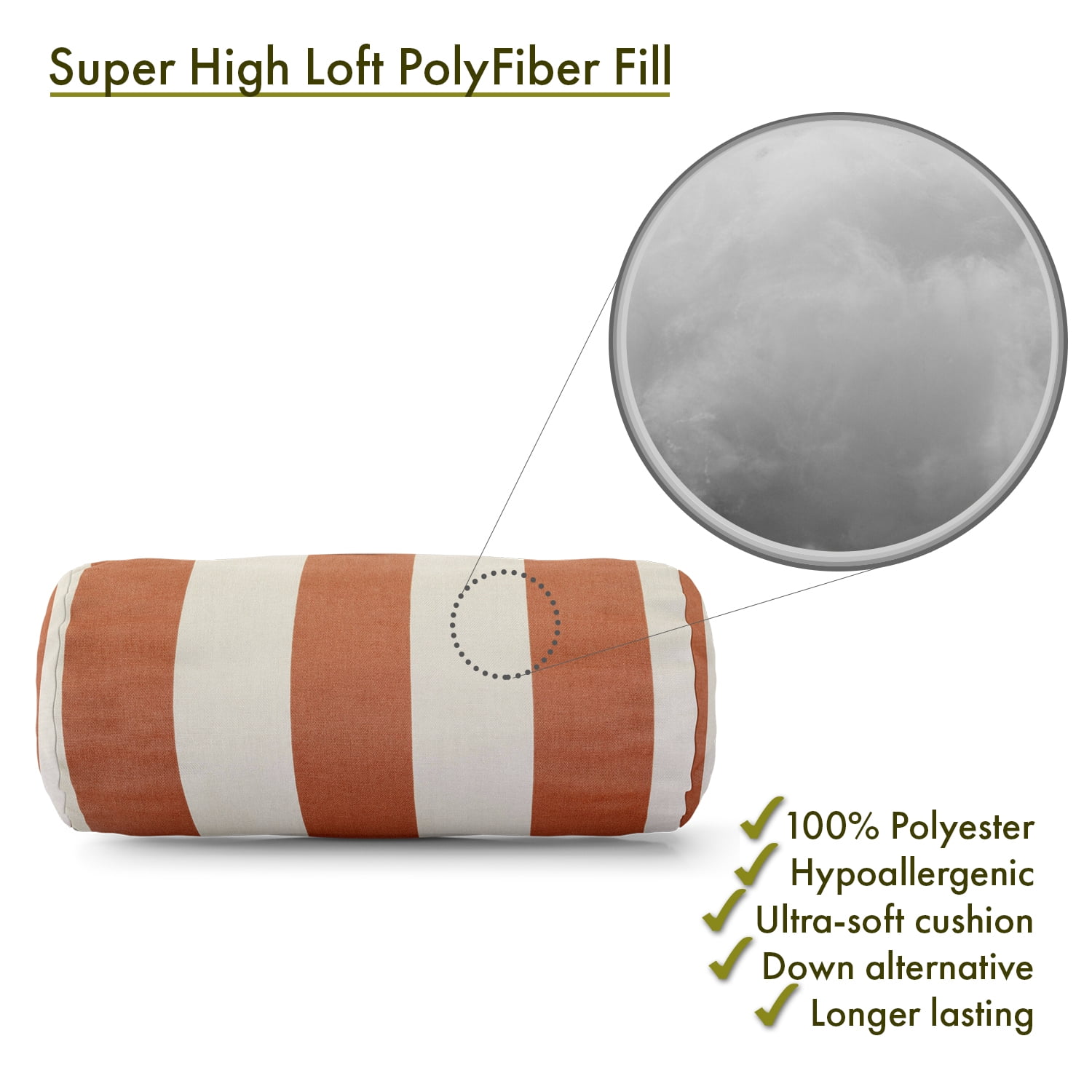 majestic home goods burnt orange vertical strip round bolster
