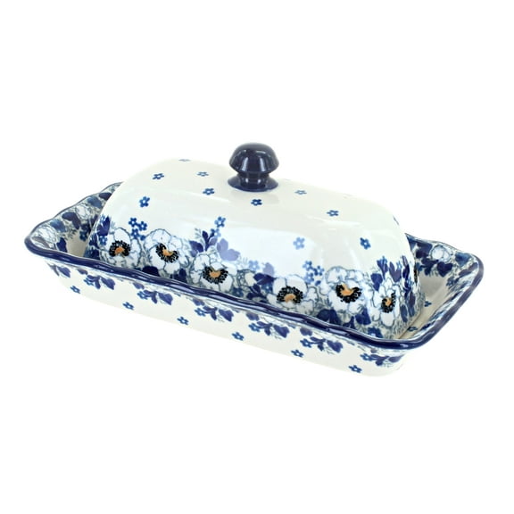 Blue Rose Polish Pottery Georgia Blue Butter Dish