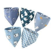 5-Pack Baby Bandana Bibs Cartoon Pattern Upsimples Baby Boys Bibs for Drooling and Teething, Super Absorbent Bibs Baby Shower Gift - Double-layer Baby Bandana Drool Bibs Infant Accessories
