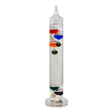 Widdop Bingham Galileo Thermometer - 33cm Tall, 5 Multi-Colored Bulbs, 16-26°C Range