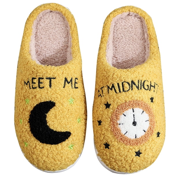 WDOplteas Pantuflas invierno Meet Me At Midnight para mujeres y hombres (amarillo 42-43 talla 41-42 pies)
