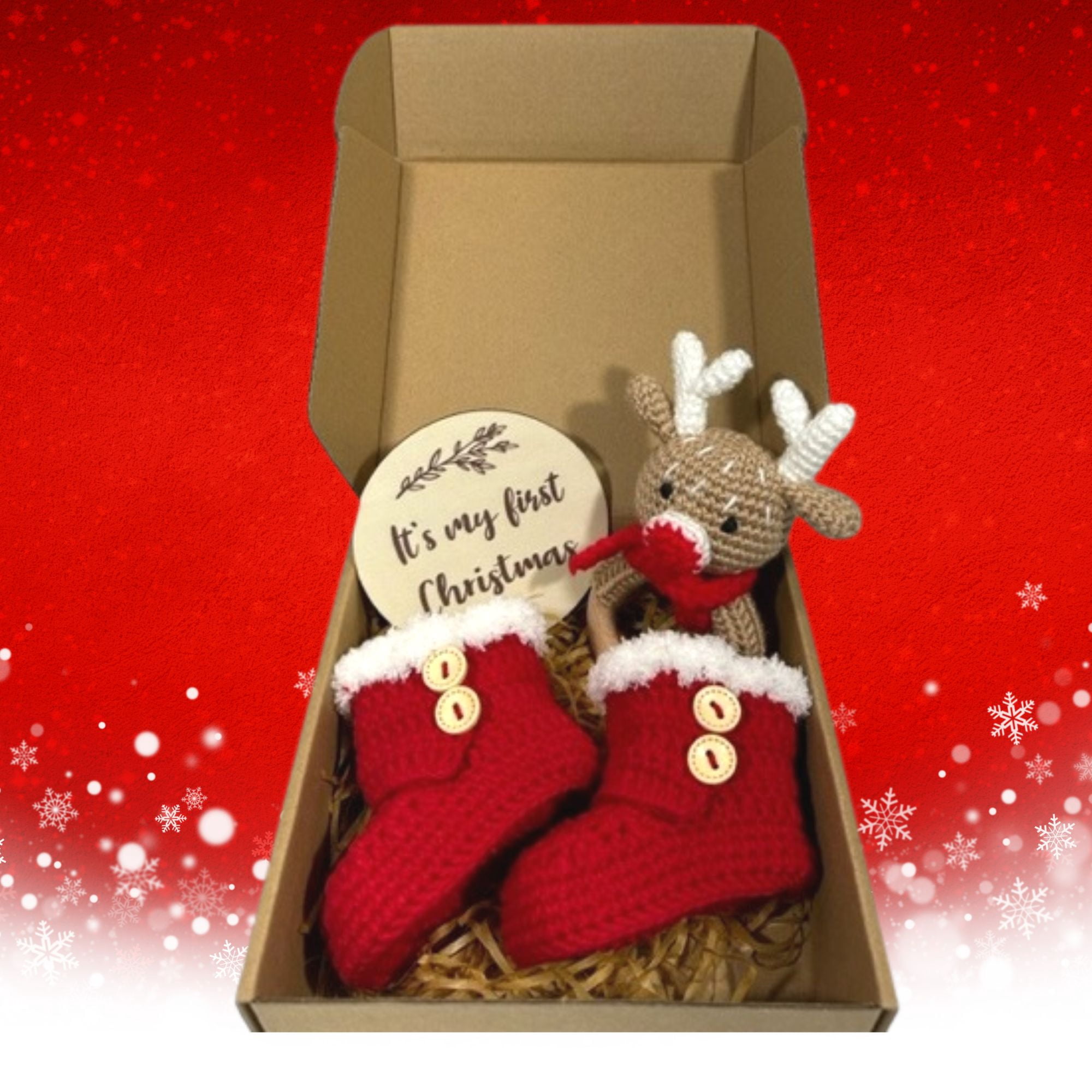 Baby's First Christmas Gift Set Box,  Beautifully Handcrafted Keepsake for Newborn