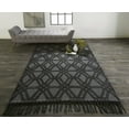 thumbnail image 5 of HomeRoots 512358 2 x 3 ft. Black & Gray Wool Geometric Hand Woven Rectangle Area Rug with Fringe, 5 of 5