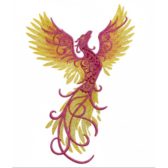 Phoenix Ascends Embroidered Patch Large (6.86" x 9.69") | Iron-On or Sew-On | Mythical Phoenix Applique