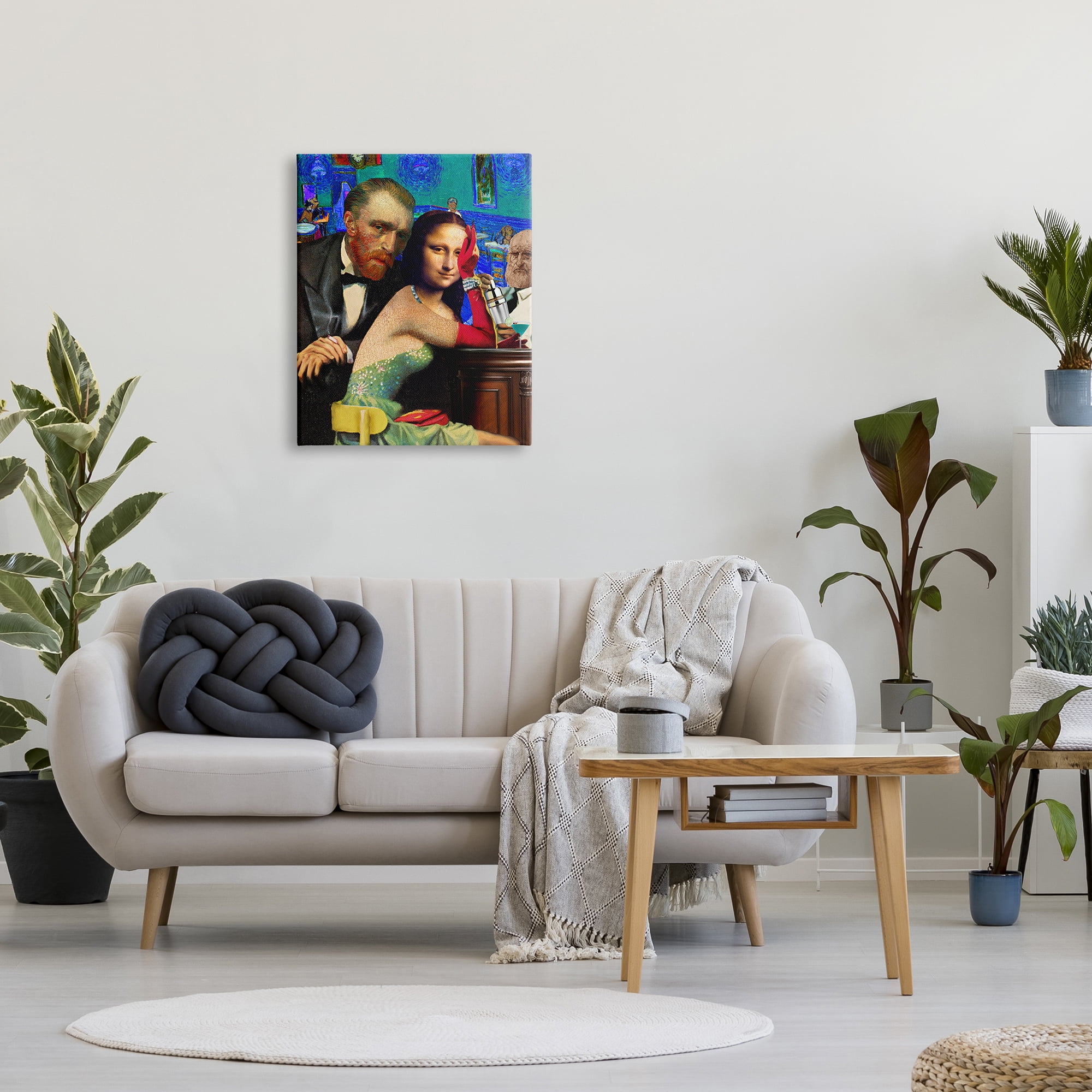 Stupell Industries Van Gogh & Mona Lisa Novelty Painting Gallery Wrapped Canvas Art Print Wall Art, 24 x 30