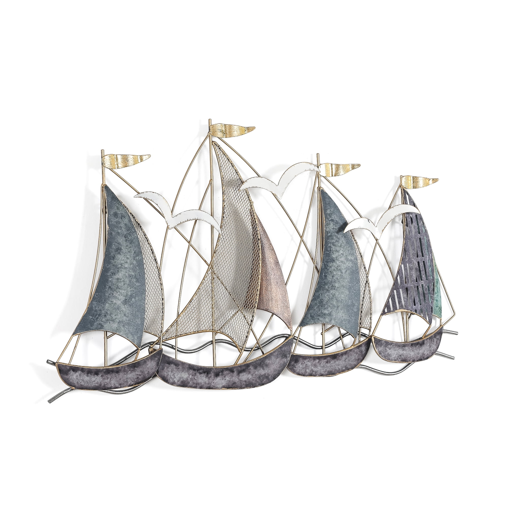 Homebeez Metal Sailboat Wall Decor, 3D Nautical Ship Wall Sculptures