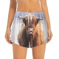thumbnail image 2 of Rateoe Cow Printed 2 in 1 Women's Workout Shorts for Athletic Gym Running Shorts with Phone Pockets-Small, 2 of 7