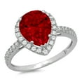 thumbnail image 3 of 2.38 ct Pear Cut Natural Garnet with Simulated Diamond Halo Accents 14K White Gold Womens Engagement Ring, 3 of 4