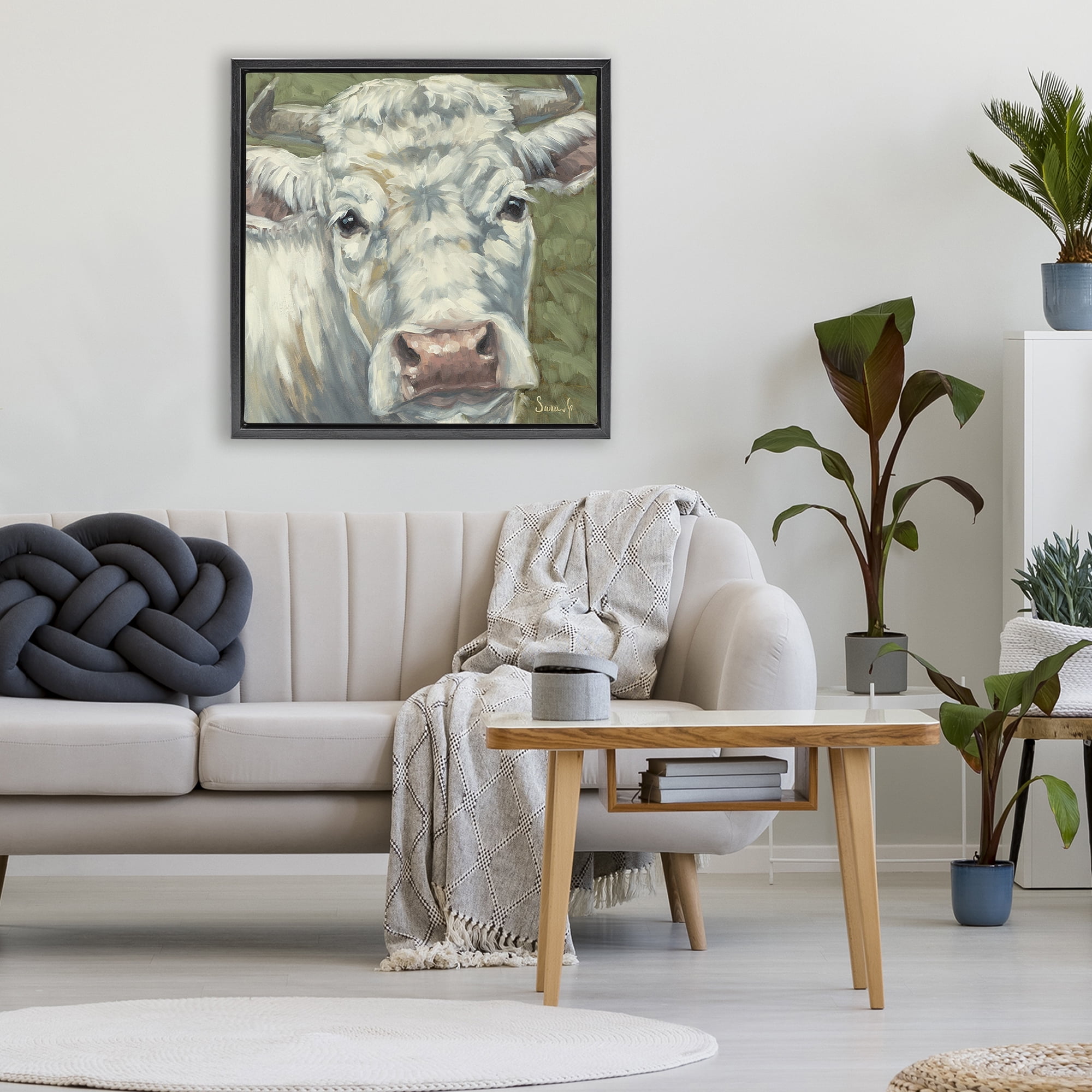 Stupell Industries Pearl Of The Pasture Black Framed Floater Canvas Wall Art, design by Sara G. Designs