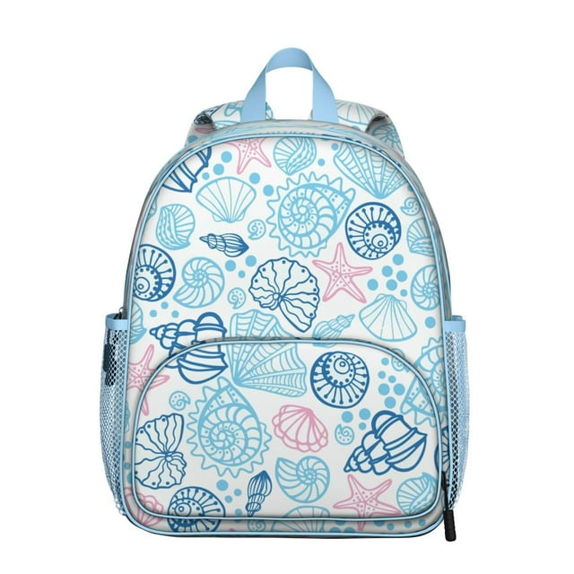 Spiral Seashell Student Backpack - Durable Oxford Fabric Travel and School Backpack with Cute Fish and Tropical Coral Print, Comfortable Dual Shoulder Support