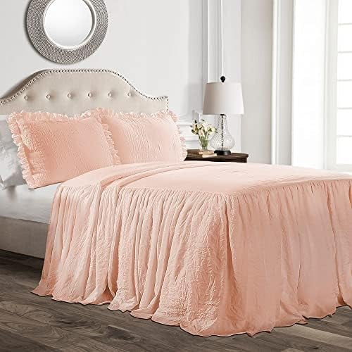 Ruffle Skirt Bedspread Set - 2-Piece Luxurious Farmhouse Bedding - Elegant Ruffle Detail - Timeless Style - Soft Lightweight Sheets - Twin, Blush