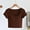 Coffee, variant on Women's Short Sleeve Square Neck Crop Top with Built in Bra Summer Cropped Tees Solid Color Lightweight Blouse White S