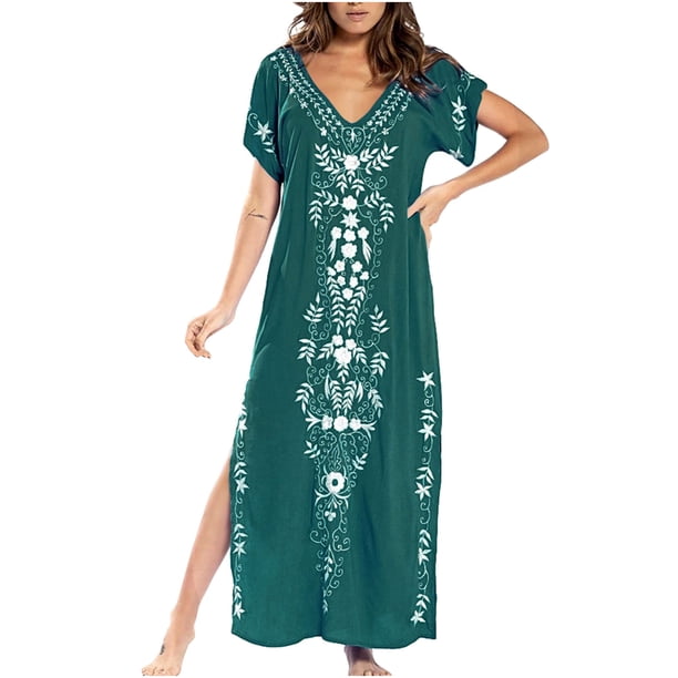 Vestidos Para Mujer Casual Con Cuello en V Y Manga Corta Con Estampado Odeerbi ODB148022